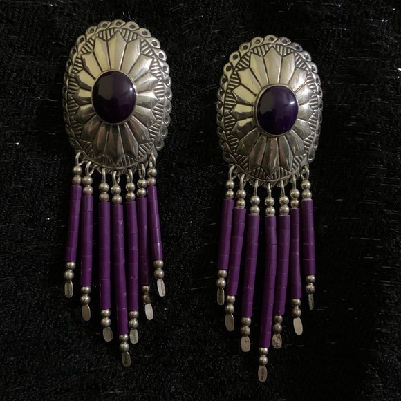 Vintage Hopi Purple Sugilite Concho earrings - Picture 8 of 9